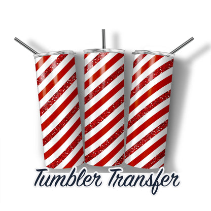 Red Candy Cane  Sublimation Transfer Print For 20 oz Tumblers - 30 oz Tumblers - Ready To press - Heat Transfers SHIPS NEXT DAY