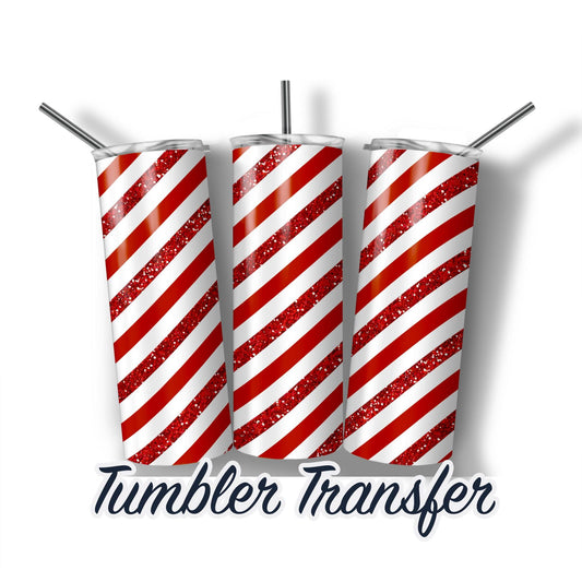 Red Candy Cane  Sublimation Transfer Print For 20 oz Tumblers - 30 oz Tumblers - Ready To press - Heat Transfers SHIPS NEXT DAY