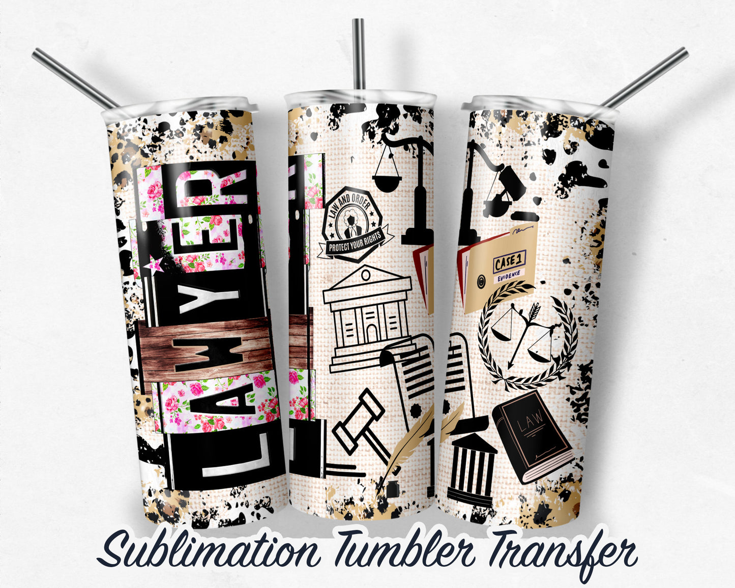 Lawyer  Sublimation Transfer Print For 20 oz - 30 oz Skinny Tumbler - Ready To press - Heat Transfer