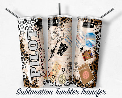 Commercial Pilot  Sublimation Transfer Print For 20 oz Tumblers - 30 oz Tumblers - Ready To press - Heat Transfers SHIPS NEXT DAY