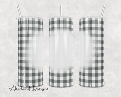Distressed Gray Plaid with Bleach Spot 20oz Sublimation Tumbler SEAMLESS Design - PNG Digital Download