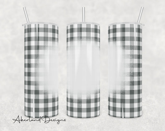 Distressed Gray Plaid with Bleach Spot 20oz Sublimation Tumbler SEAMLESS Design - PNG Digital Download