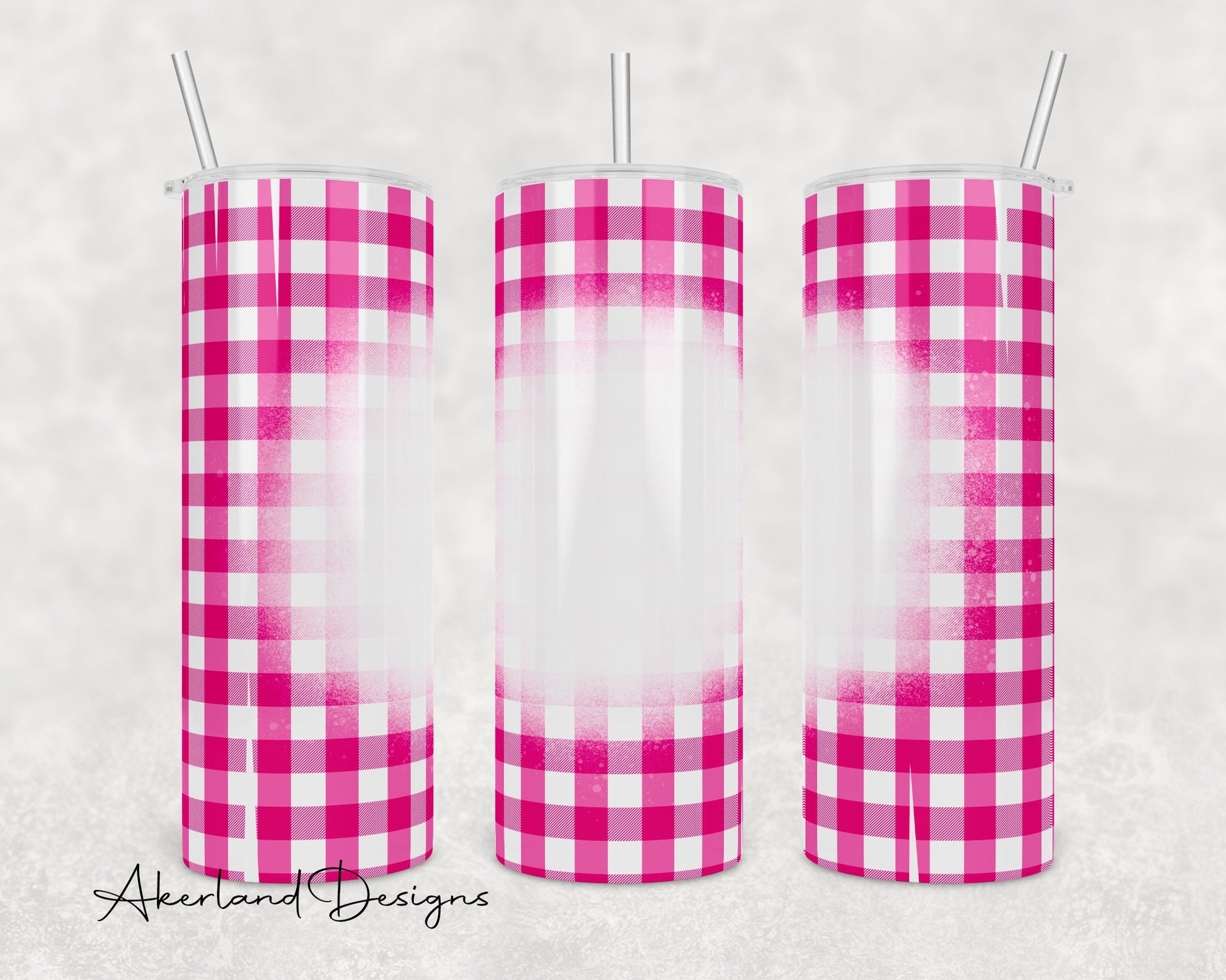 Pink Plaid Bleach Spot 20oz Tumbler Design (PNG Digital Download)