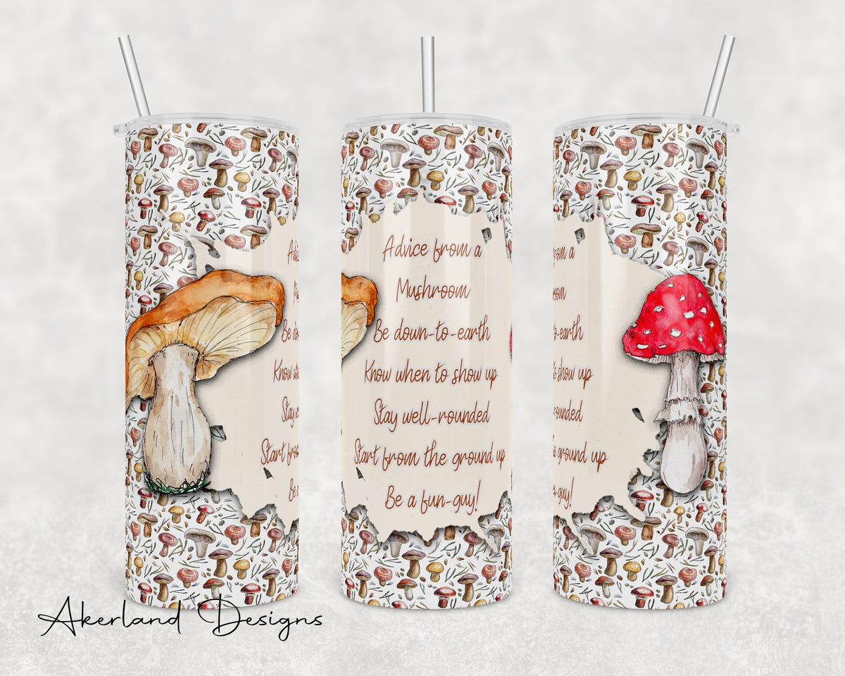 Mushroom Tumbler Design - 20oz Sublimation Design PNG Digital Download