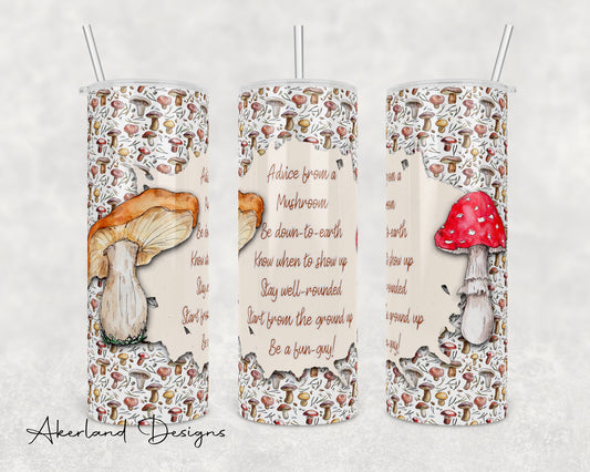 Mushroom Tumbler Design - 20oz Sublimation Design PNG Digital Download