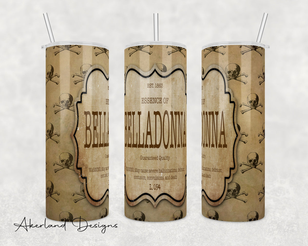 Vintage Belladonna Halloween 20oz Sublimation Tumbler Design - PNG Digital Download