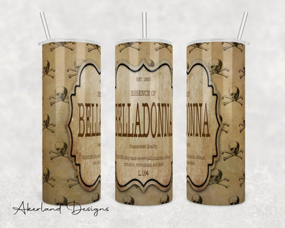 Vintage Belladonna Halloween 20oz Sublimation Tumbler Design - PNG Digital Download