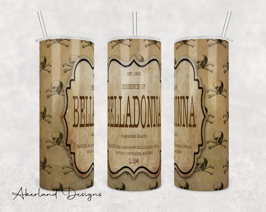 Vintage Belladonna Halloween 20oz Sublimation Tumbler Design - PNG Digital Download