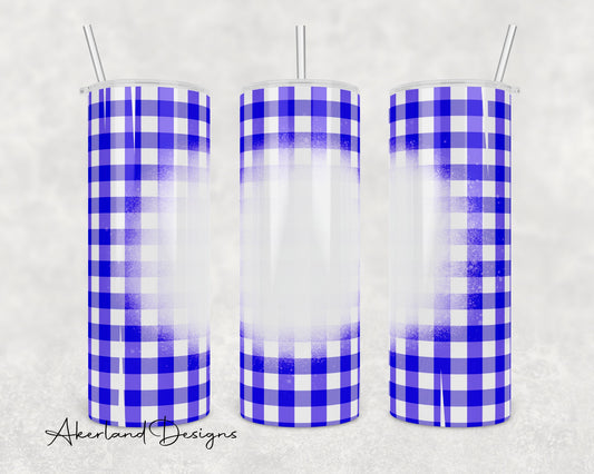 Distressed Blue Plaid with Bleach Spot 20 oz Sublimation Tumbler Design - PNG Digital Download