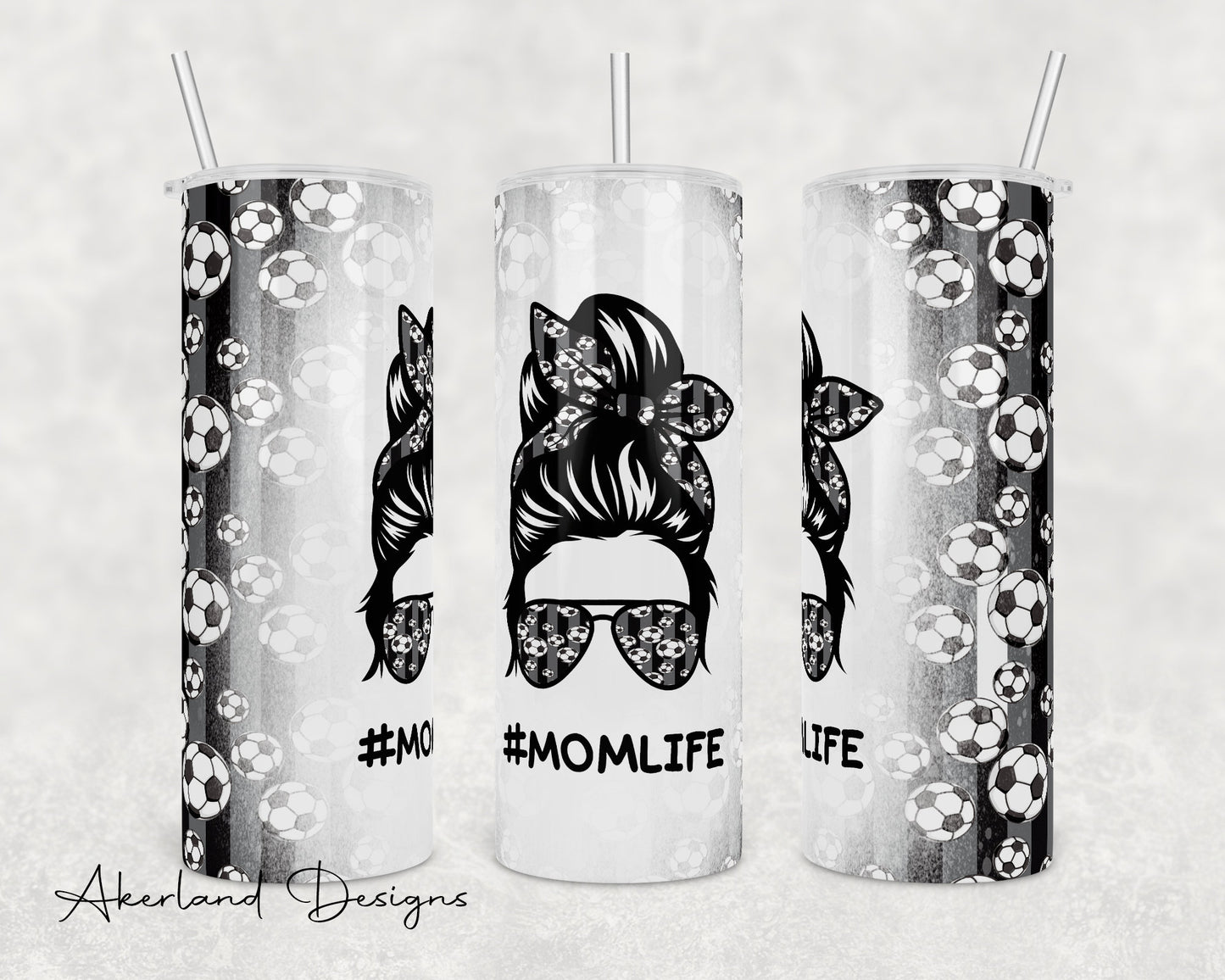 Soccer Mom Life Messy Bun 20oz Tumbler Design (PNG Digital Download)
