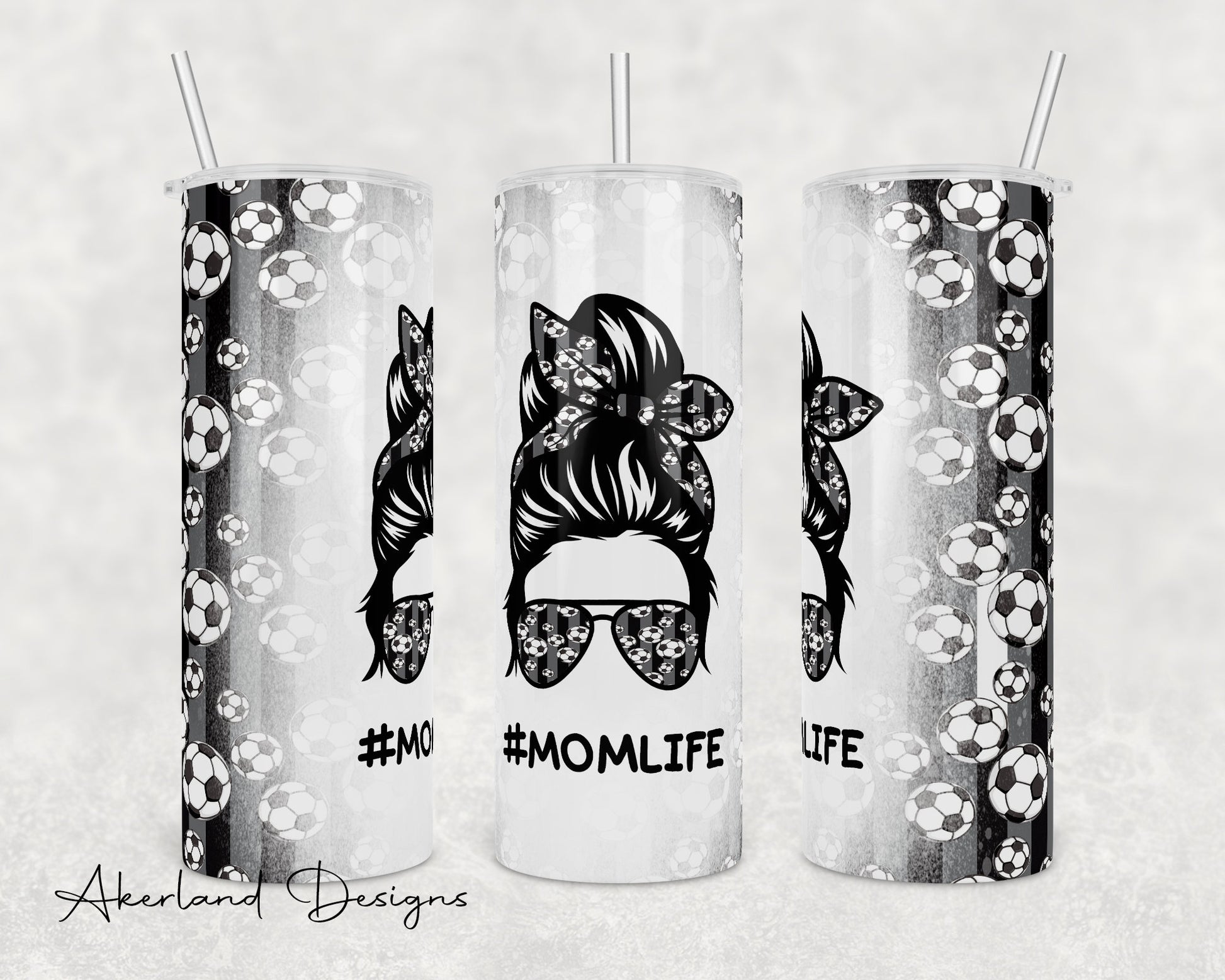 Soccer Mom Life Messy Bun 20oz Tumbler Design (PNG Digital Download)