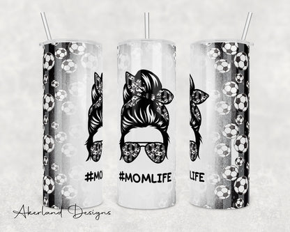 Soccer Mom Life Messy Bun 20oz Tumbler Design (PNG Digital Download)