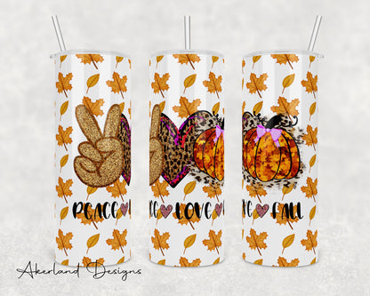 Peace Love Fall / 20oz Sublimation Tumbler Design - PNG Digital Download