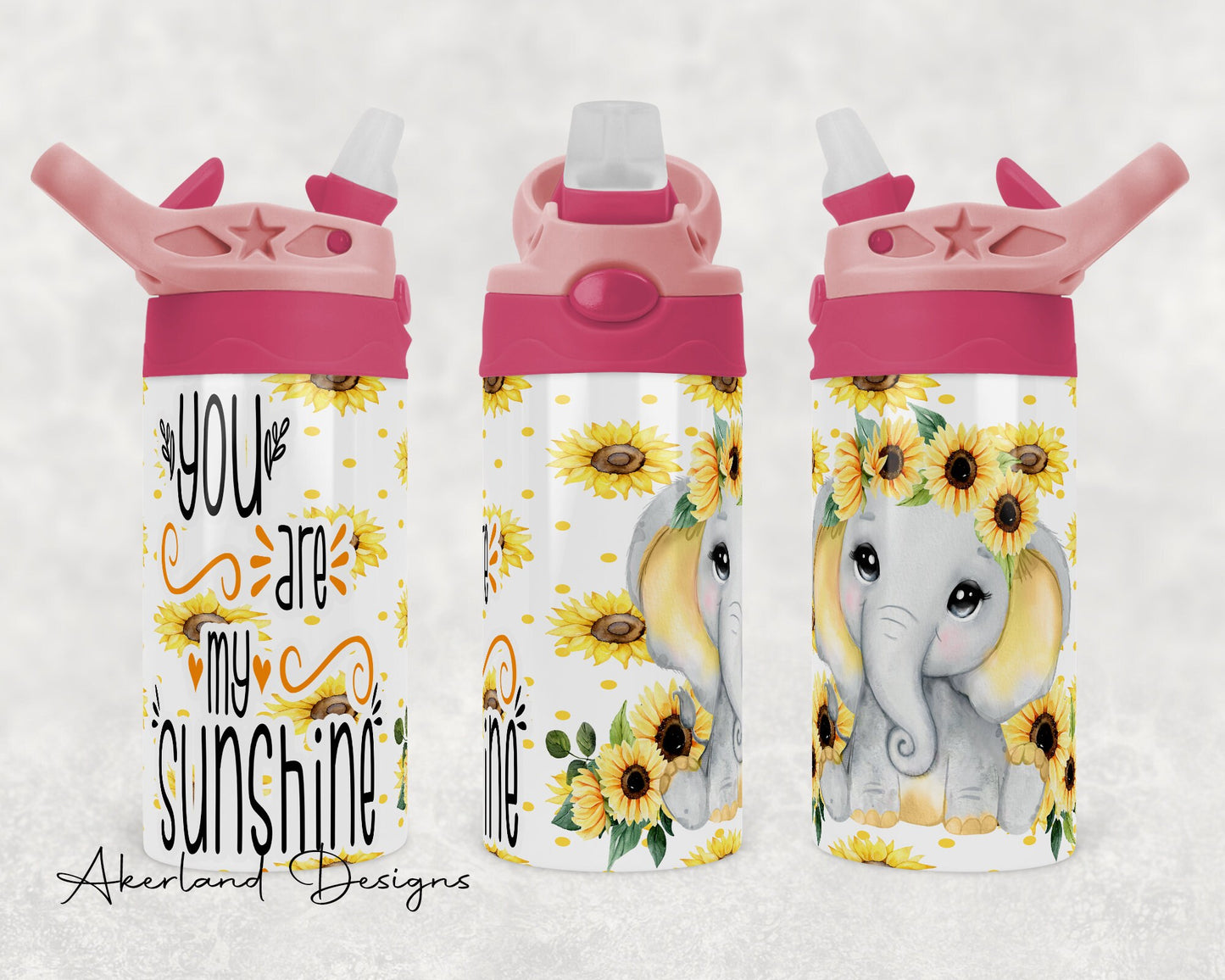 You Are My Sunshine / Sunflower Elephant Design 12oz Sublimation Tumbler Design - PNG Digital Download