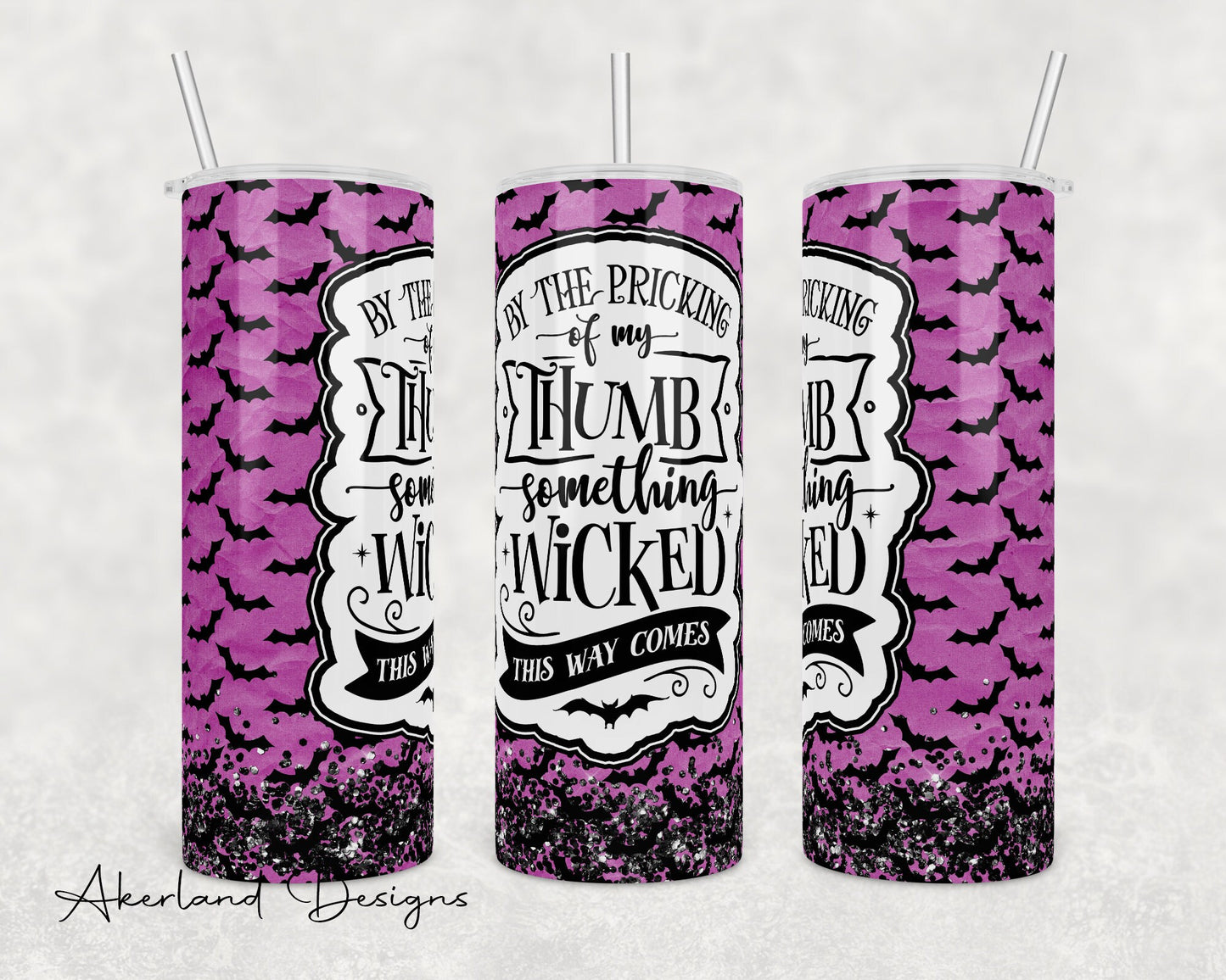 Halloween Glitter Bats 20oz Sublimation Tumbler Design - PNG Digital Download