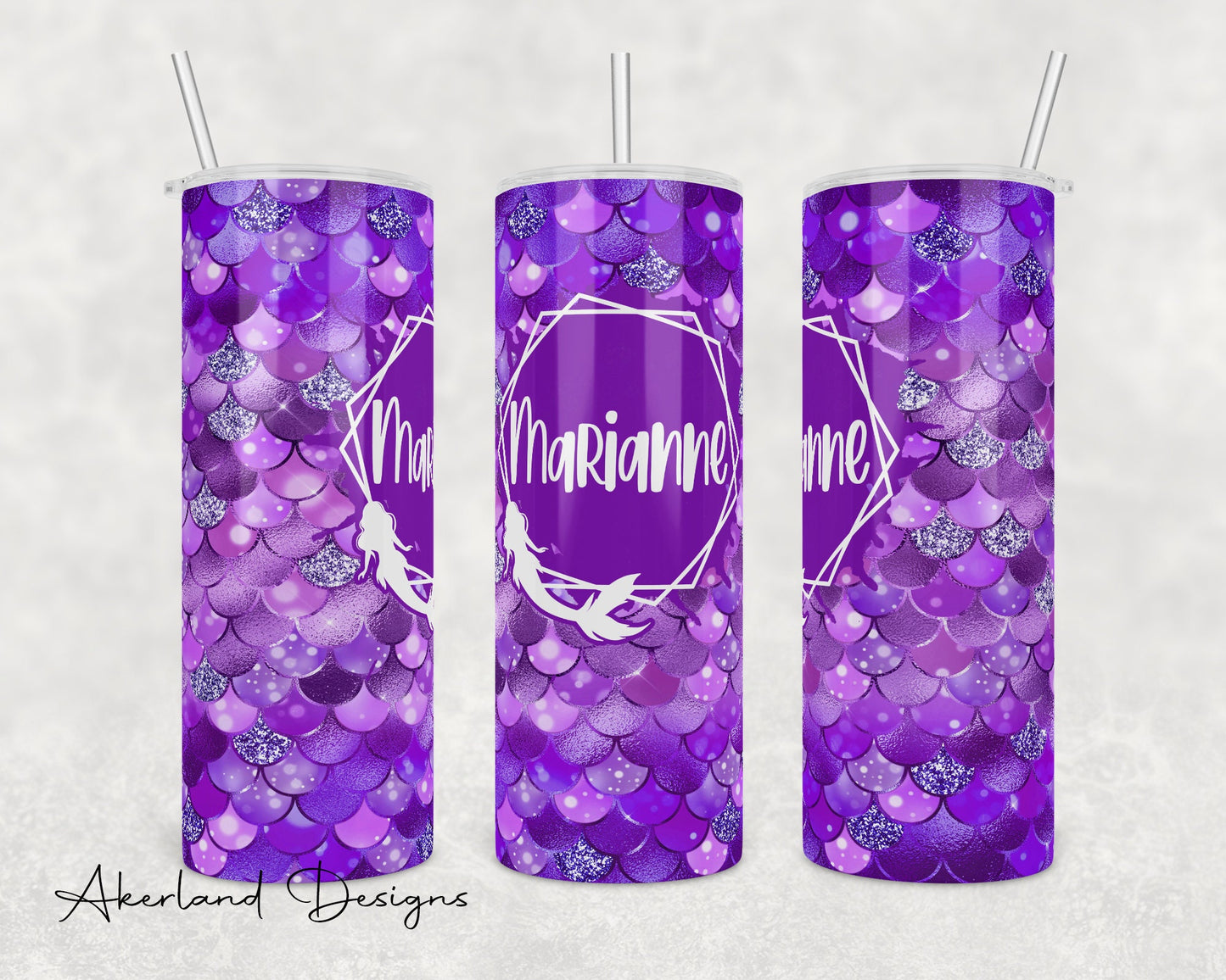 Purple Mermaid  Sublimation Transfer Print For 20 oz Tumblers - 30 oz Tumblers - Ready To press - Heat Transfers