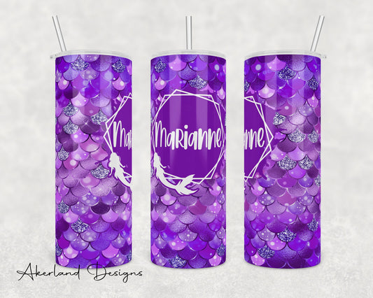 Purple Mermaid  Sublimation Transfer Print For 20 oz Tumblers - 30 oz Tumblers - Ready To press - Heat Transfers