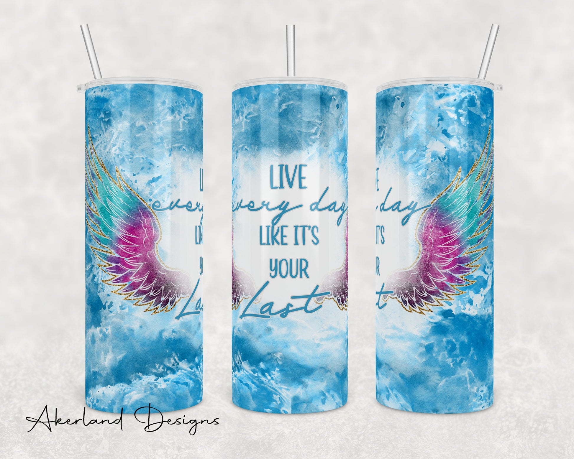 Angel Wings Tumbler Design – 20oz Sublimation PNG (Digital Download)
