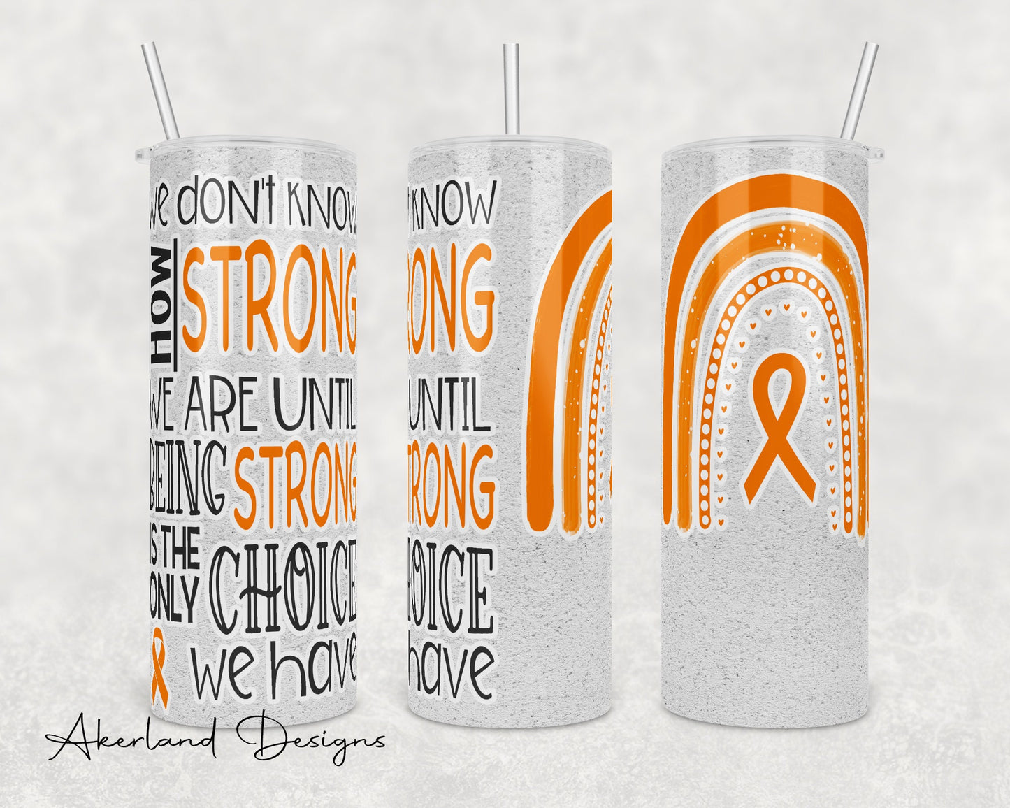Orange Ribbon 20oz Sublimation Tumbler Design - PNG Digital Download