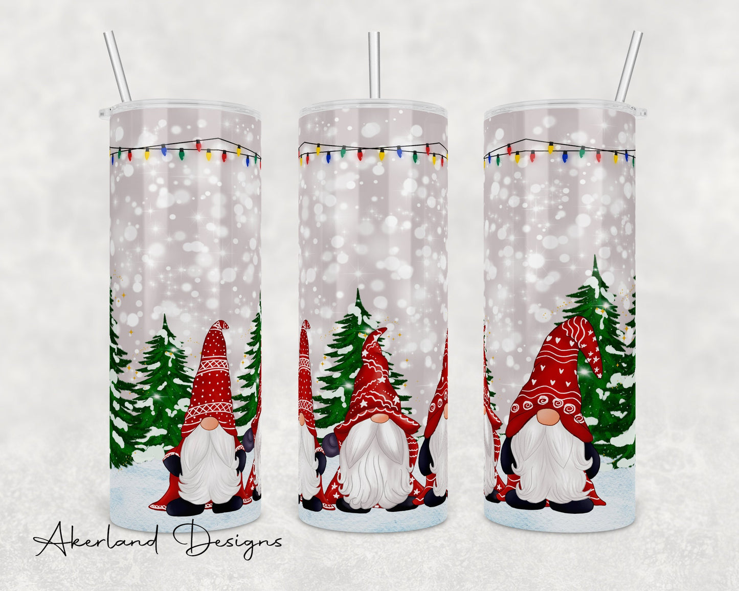 Red Gnomes Christmas Design - 20oz Sublimation Tumbler Design PNG Digital Download