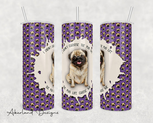 Pug Life Tumbler Design – Purple Puppy PNG (Digital Download)