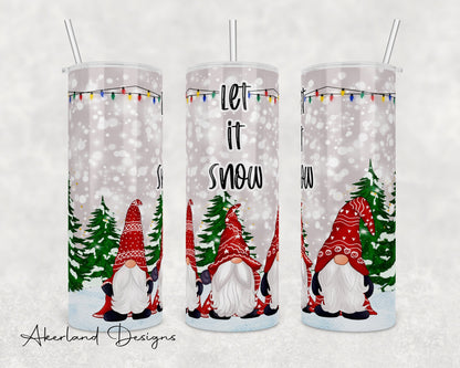 Let it Snow / Red Gnomes / Christmas Design - 20oz Sublimation Tumbler Design PNG Digital Download