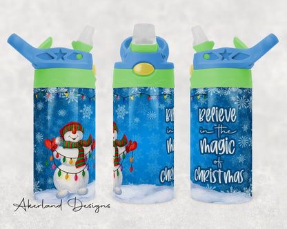 Snowman Flip Top 12oz Sublimation Tumbler Design - PNG Digital Download