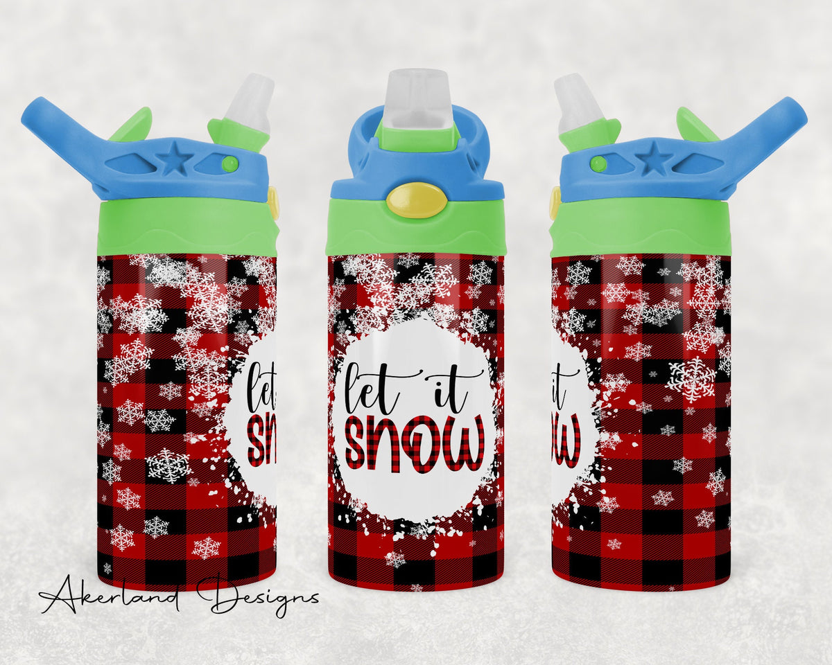 Let it snow Christmas Flip Top 12oz Sublimation Tumbler Design - PNG Digital Download