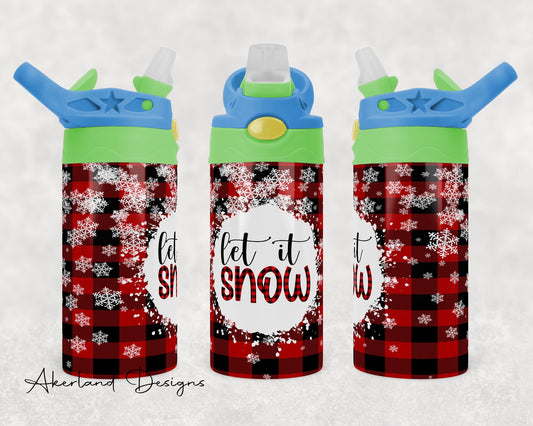 Let it snow Christmas Flip Top 12oz Sublimation Tumbler Design - PNG Digital Download