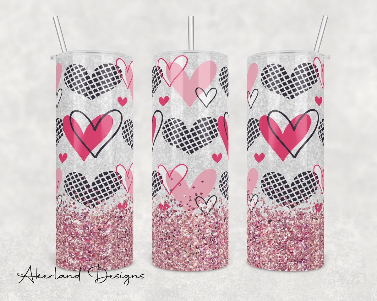 Valentines Heart Sparkle 20oz Sublimation Tumbler Design - PNG Digital Download