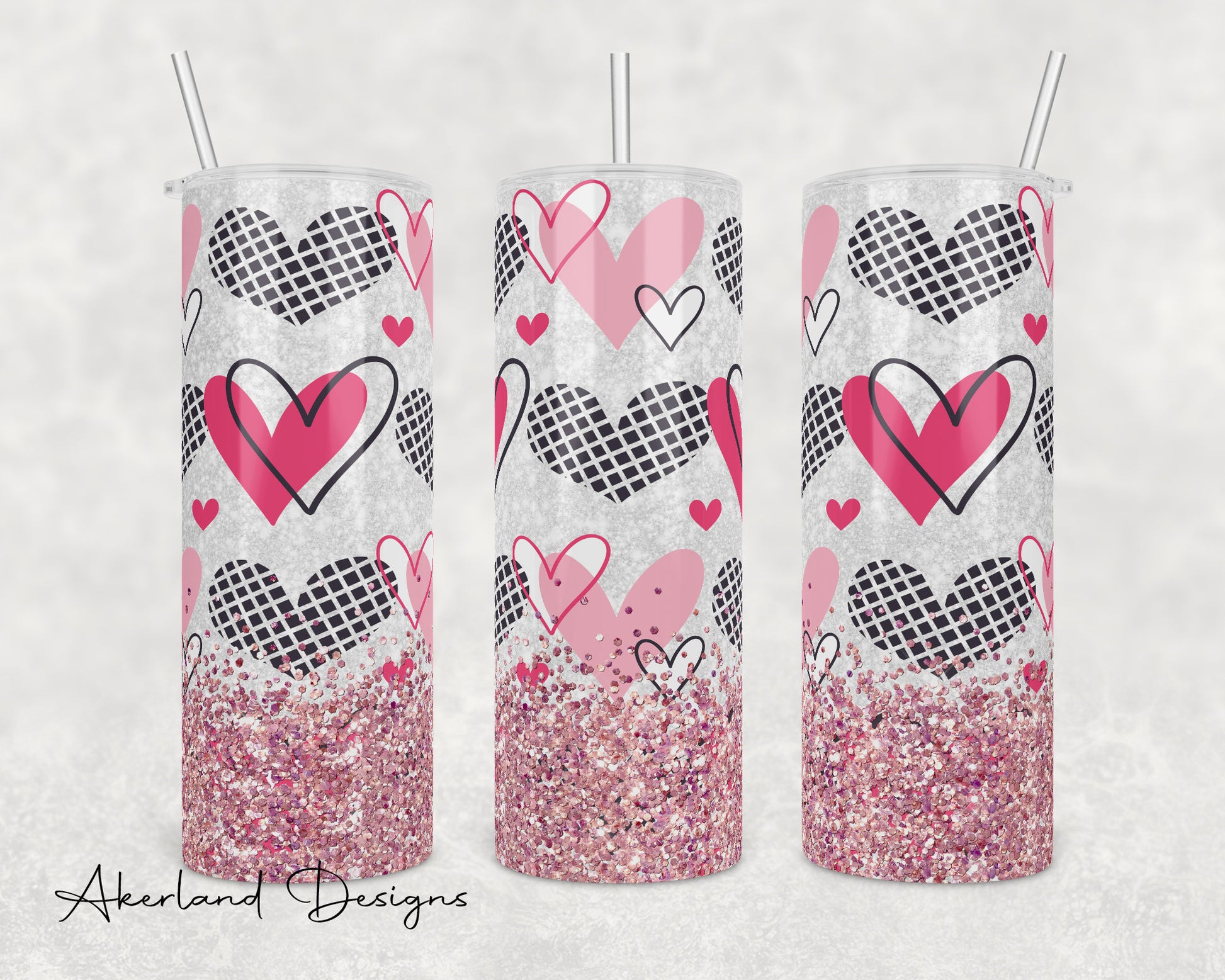 Valentines Heart Sparkle 20oz Sublimation Tumbler Design - PNG Digital Download
