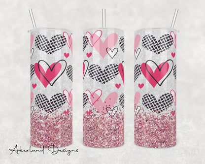 Valentines Heart Sparkle 20oz Sublimation Tumbler Design - PNG Digital Download