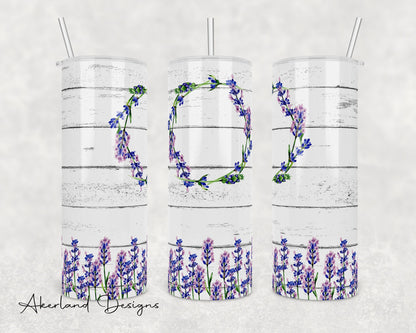 Lavender with Frame Wood Background - 20 oz Sublimation Tumbler Design PNG Digital Download
