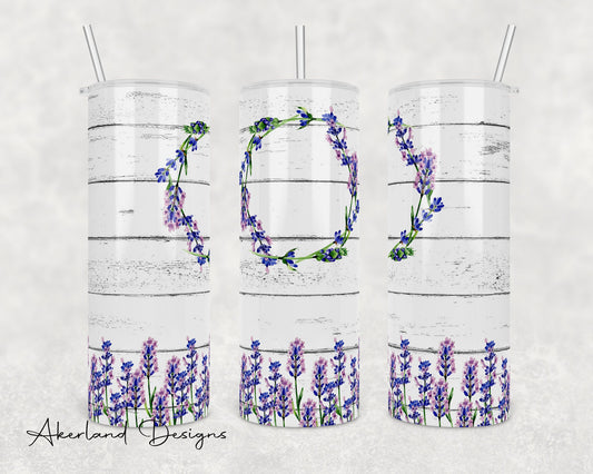 Lavender with Frame Wood Background - 20 oz Sublimation Tumbler Design PNG Digital Download
