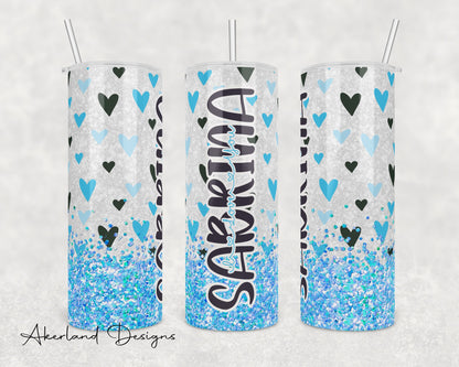 Blue Valentine  Sublimation Transfer Print For 20 oz Tumblers - 30 oz Tumblers - Ready To press - Heat Transfers