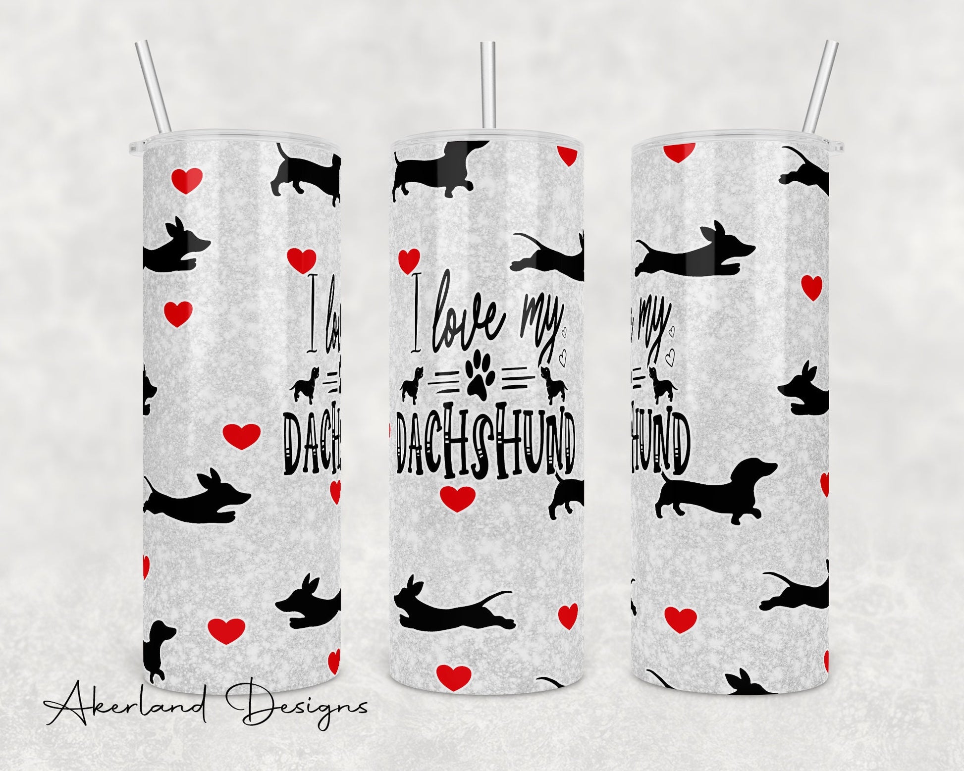 Valentines Dachshund 20oz Sublimation Tumbler Design - PNG Digital Download