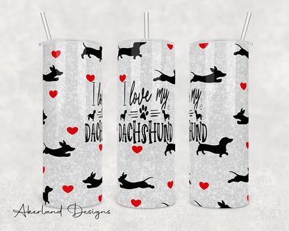Valentines Dachshund 20oz Sublimation Tumbler Design - PNG Digital Download