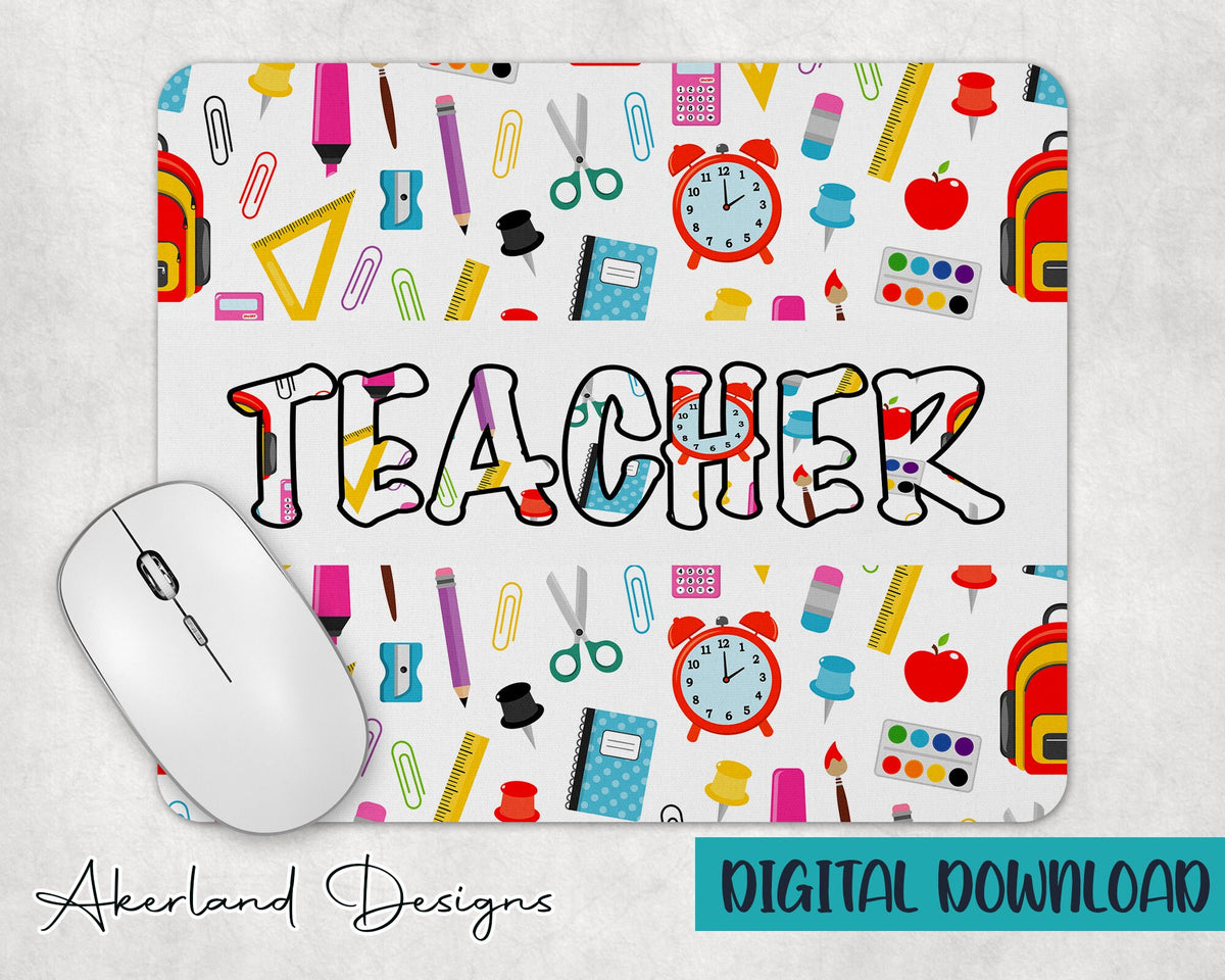 Teacher Sublimation Mouse Pad Design / 9.5W by 8H / - PNG Digital Download
