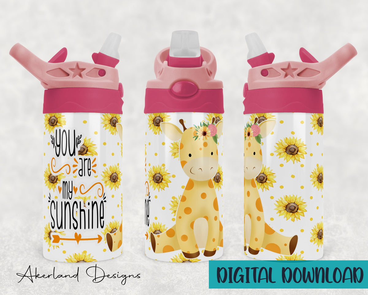 You Are My Sunshine Sunflower Giraffe Sublimation Design for 12oz Sublimation Tumbler - PNG Digital Download