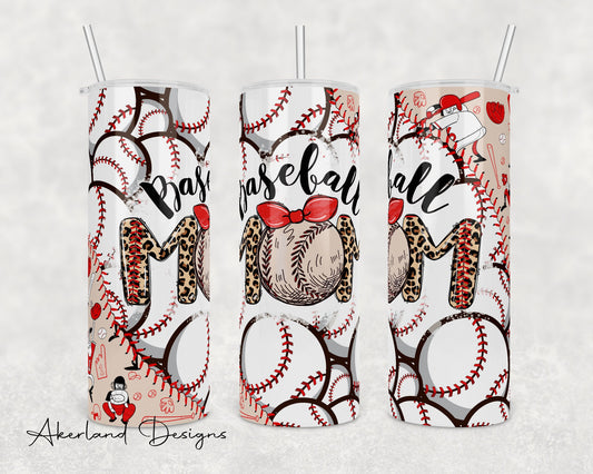 Baseball Mom  Sublimation Transfer Print 20 oz Skinny Tumbler - 30oz Skinny Tumbler - Ready To press - Heat Transfers