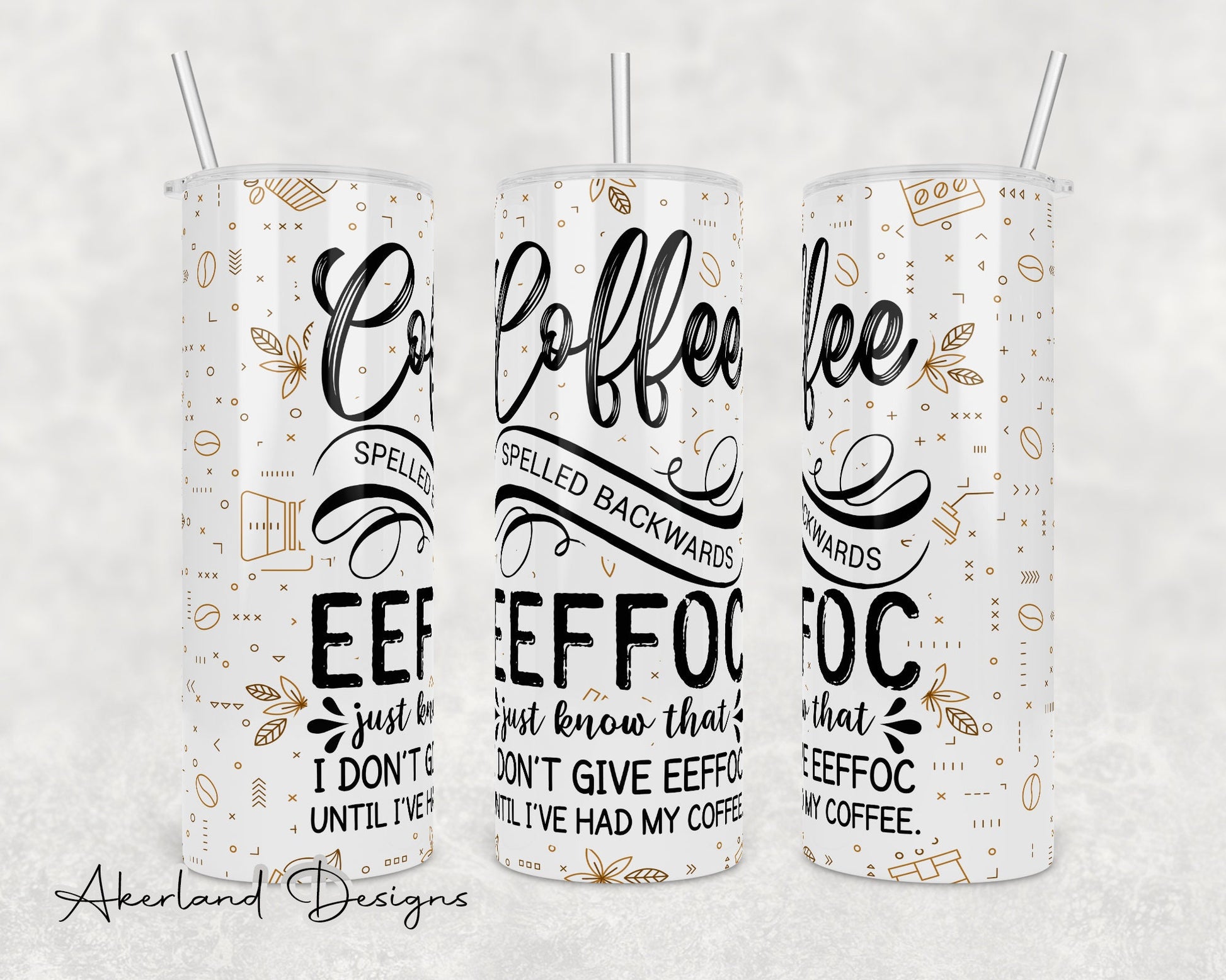 Coffee Spelled Backwards EEFFOC - 20 oz Sublimation Tumbler Design PNG Digital Download