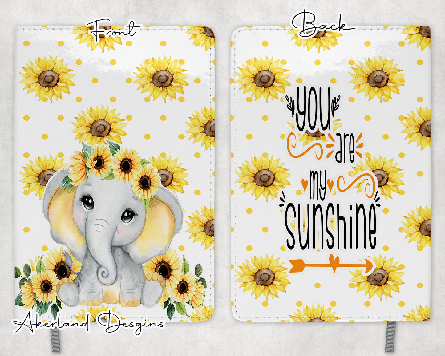 You are My Sunshine Elephant Sunflower Design for Sublimation Journals - Sublimation Design PNG Digital Download