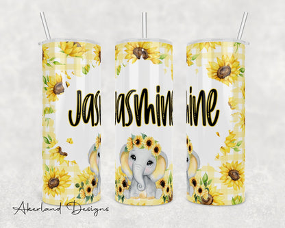 Elephant Sunflower  Sublimation Transfer Print For 20 oz Tumblers - 30 oz Tumblers - Ready To press - Heat Transfers