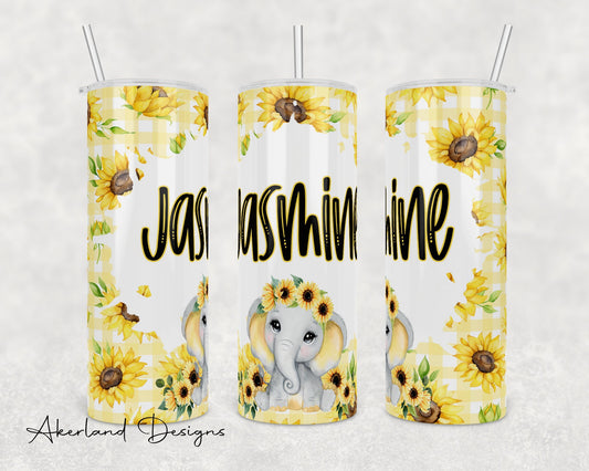 Elephant Sunflower  Sublimation Transfer Print For 20 oz Tumblers - 30 oz Tumblers - Ready To press - Heat Transfers