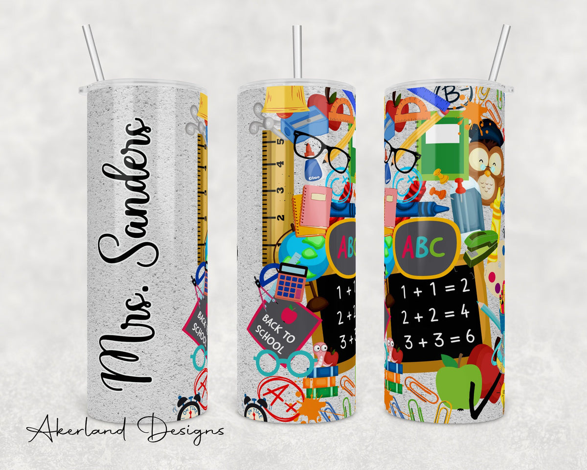 Teacher Supplies 20oz SublimationTumbler Design - PNG Digital Download