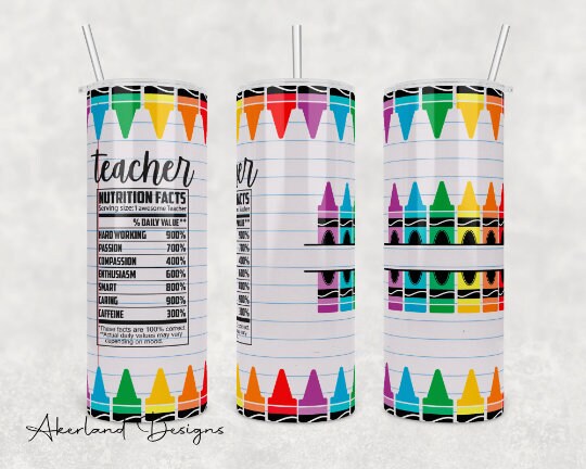 Teacher Nutrition Facts Special Education 20oz Sublimation Tumbler Design - PNG Digital Download