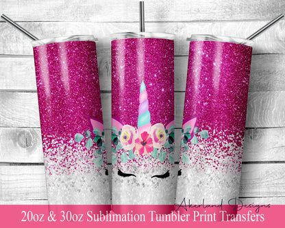 Pink Unicorn -  Sublimation Transfer Print For 20 oz Tumblers - 30 oz Tumblers - Ready To press - Heat Transfers