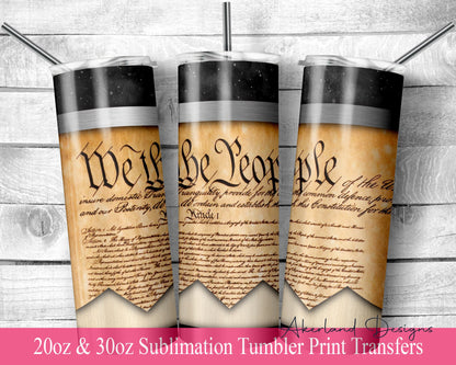 We the people -  Sublimation Transfer Print For 20 oz Tumbler - 30 oz Skinny Tumbler - Ready To press - Heat Transfers