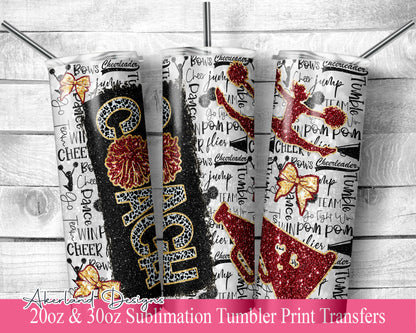 Burgundy Cheer COACH  Sublimation Transfer Print For 20 oz Tumbler-30 oz Skinny Tumbler - Ready To press - Heat Transfers