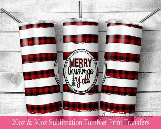 Christmas  Sublimation Transfer Print For 20 oz Tumbler - 30 oz Skinny Tumbler - Ready To press - Heat Transfers